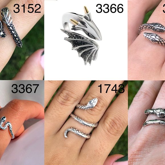 Snake Ring, Serpent Ring, Dragon Rings, Mens Rings, Ring for Women, Silver Ring‎ - Picture 1 of 16